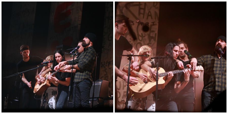 Walk off the Earth playing their rendition of "somebody that I used to know"