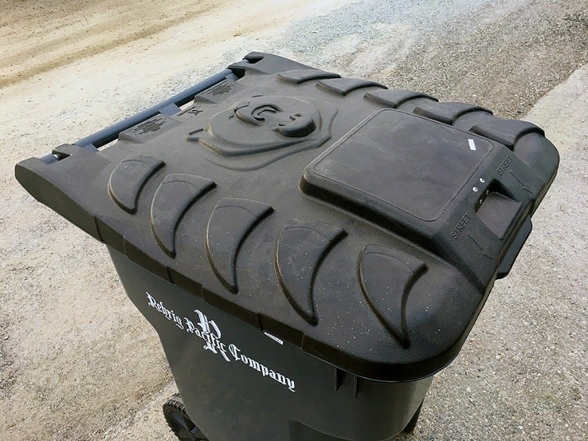 <who>Photo credit: City of Prince George</who> A bear-resistant garbage can from Prince George