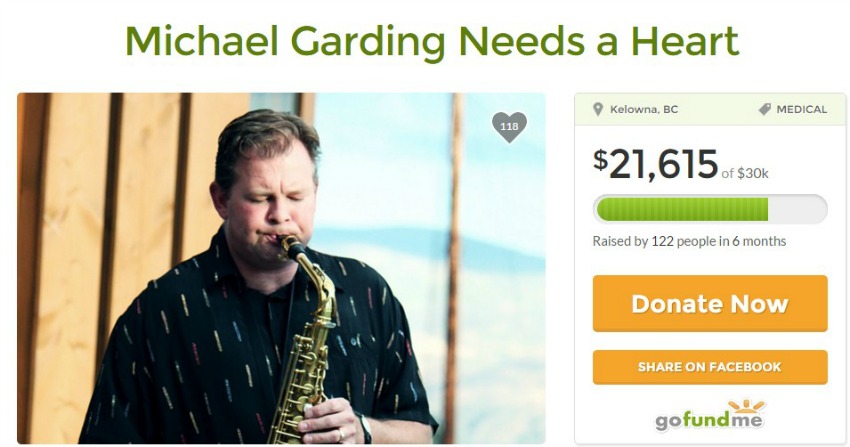 <who> Photo Credit: GoFundMe. </who> Garding's family and friends set up a GoFundMe page six months ago, which has had major support. 