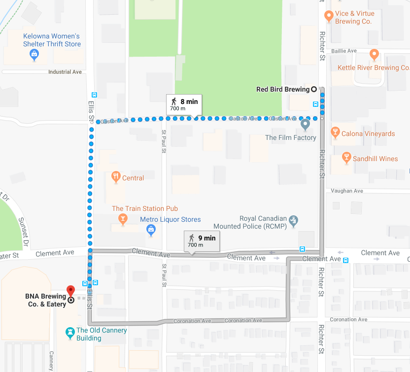 <who>Photo Credit: Google Maps</who>Time to head back downtown to one of Kelowna's most popular spots, BNA.