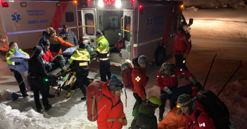 Nelson search and rescue teams rescue 4 people, 2 dogs after avalanche