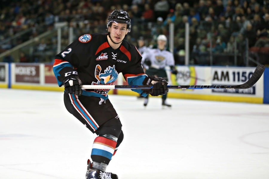<who>Photo Credit: KelownaNow</who>James Hilsendager played a strong physical game, including four hits on the night.