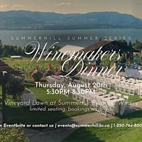 Winemakers Dinner at Summerhill Pyramid Winery