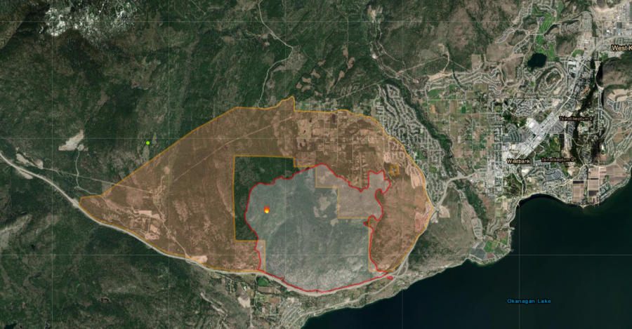 <who> Photo credit: BCWS </who> The latest perimeter map of the fire.
