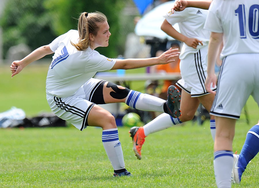<who>Photo Credit: Lorne White/KelownaNow </who>Kate Cartier of Kelowna scored twice for TOFC in the championship match.