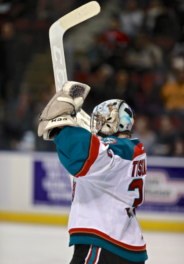 <who>Photo credit: KelownaNow</who> Cole Tisdale was named the game's third star.