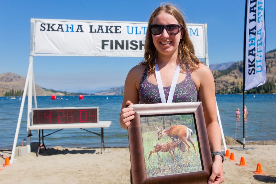 <who>Photo Credit: NowMedia</who> Grecoff after finishing eighth in 2022 Ultra Swim