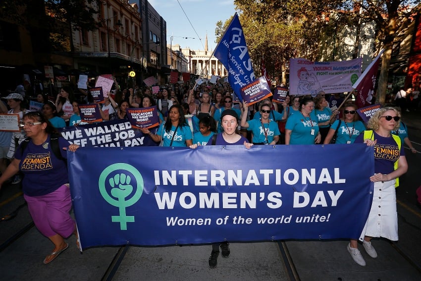 <who>Photo Credit: Daniel Pockett/Getty Images</who> Thousands of demonstrators attend a rally for International Women's Day on March 8, 2017 in Melbourne, Australia.