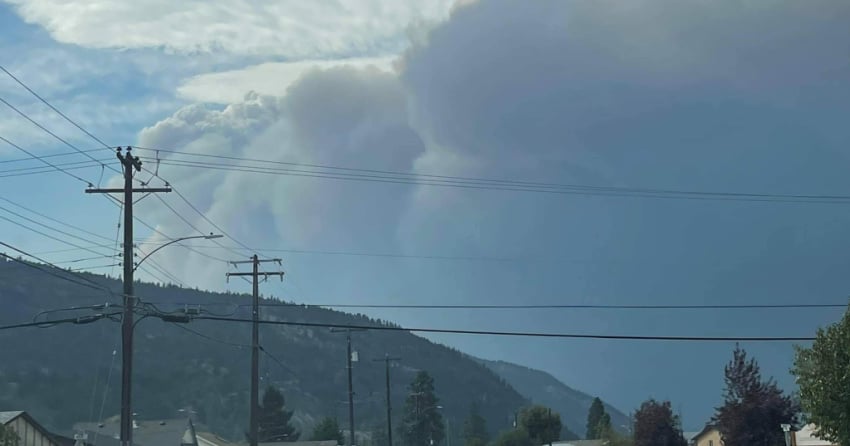 <who> Photo Credit: Courtsey of Michele Letour, Facebook</who> View of the smoke in Merritt from the Lytton Creek wildfire.