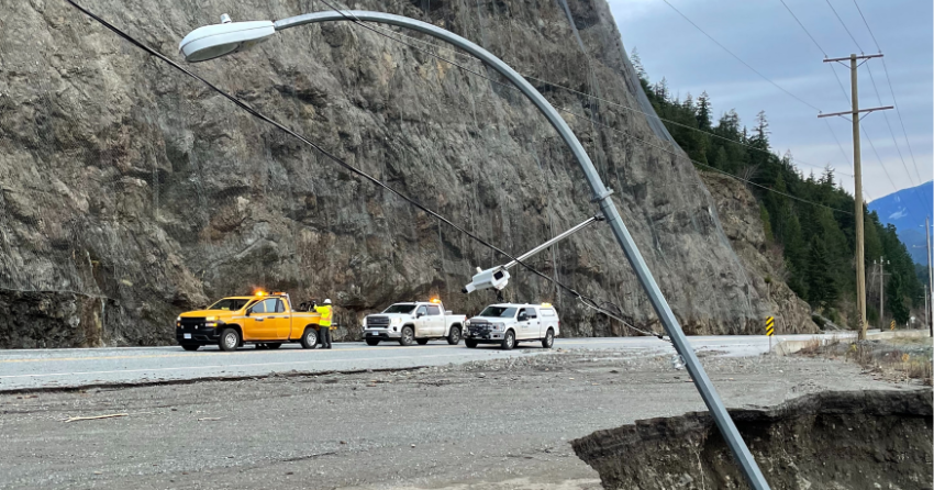 Ministry of Transportation and Infrastructure </who> Repairs being made along Highway 1.