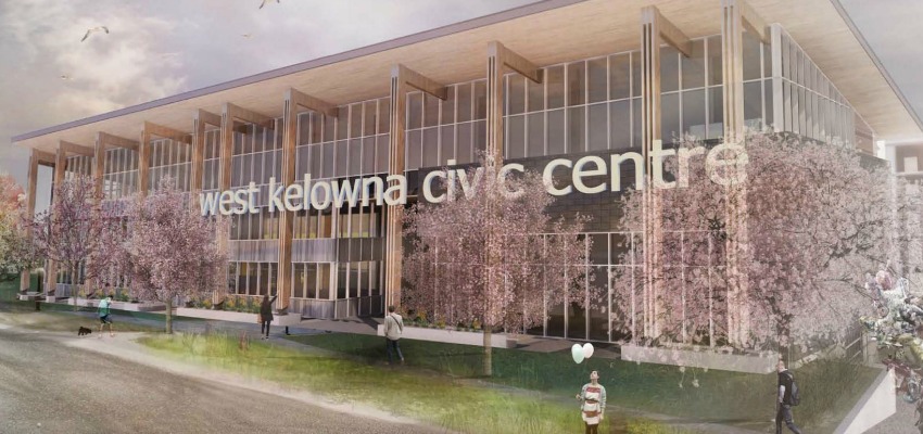 <who> Photo Credit: City of West Kelowna. </who> An artist rendering of the new City Hall plans. 
