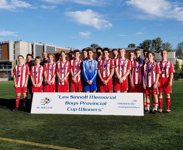 <who>Photo Credit: Kelowna United</who> Back row (L to R): Assistant Coach: Chuck McEwan, Head Coach: Otto Lohn, Nicholas Haydu, Kai Hagen, Kale Mistal, Brennan Martin, Noah Kroeker, Cole McEwan, Micah Dryden, Wesley Turcot Front row (L to R): : Josh Clancy, Darion Luckin, Ethan Kersche, Austin King, Lee Arnesen, Eric Dueck, Jaden Lohn, Nathan Gilbert, Brett Martin, Zack MacInnes