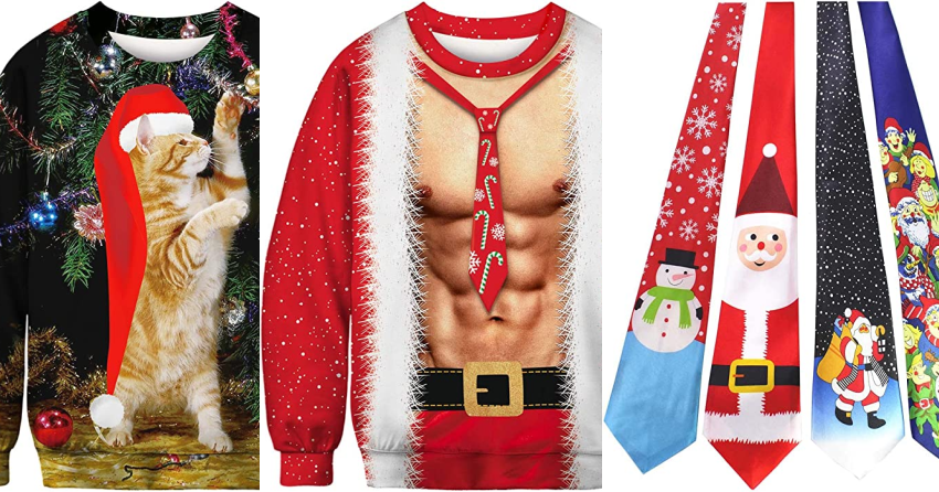 </who>Actually, the sweater in the middle isn't ugly at all. I wish I had abs like that.