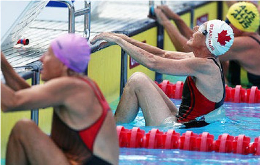 <who>Contributed </who>Conny Stamuis won seven gold medals at the FINA World Masters swimming competition.