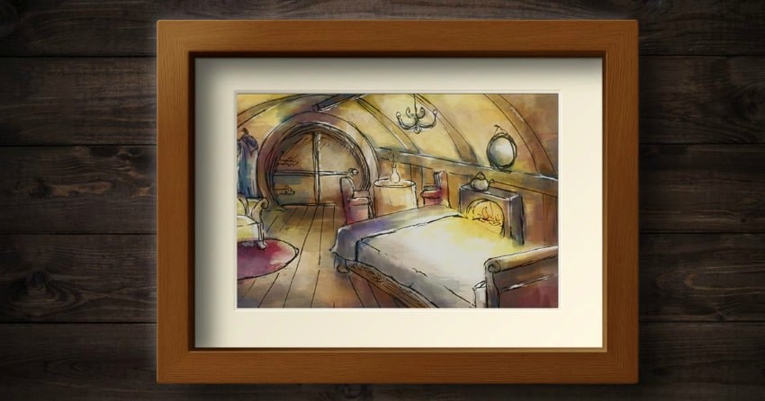 Artist sketch of the Lord of the Rings inspired Inn.