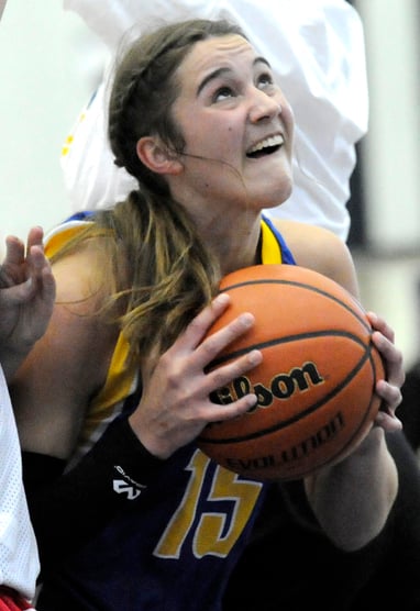 <who>Photo Credit: Lorne White/KelownaNow </who>Kelsey Falk led the Heat with 18 points in semifinal loss.