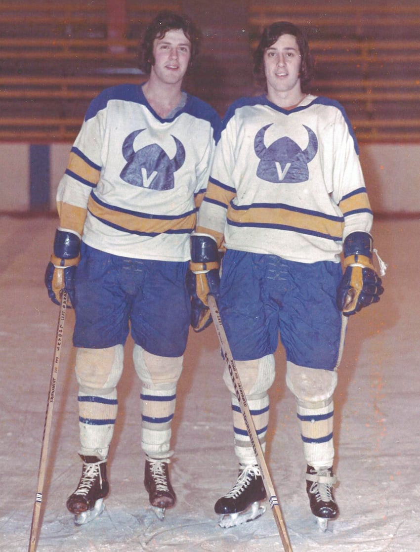 <who>Photo Credit: Contributed </who>Lorne Buna of Trail (now Kelowna), right, and Graham Clarke of Powell Rivers as Vikes in 1973. 