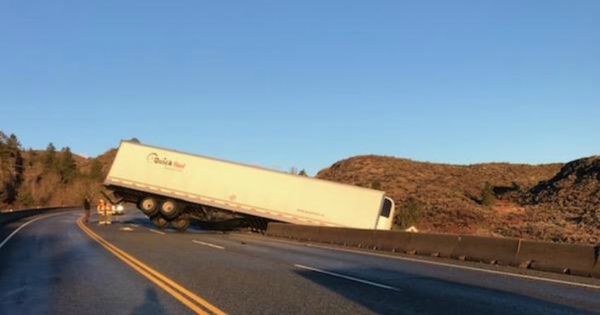 Icy highway conditions lead to dangerous tractor trailer accident