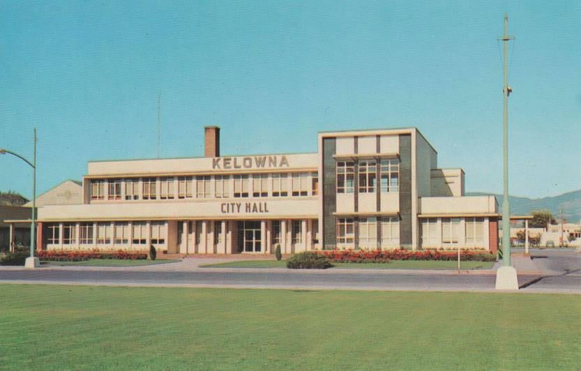 <who>Photo Credit: Old Kelowna/delcampe.net</who> Kelowna's City Hall in downtown Kelowna has seen a few visual upgrades in its day, but continues to be the home of Kelowna's future. (Circa 1960)