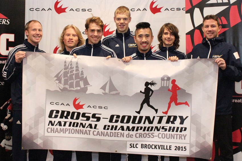 <who>Photo Credit: Contributed </who>The UBC Okanagan Heat men's team finished 10th among 16 teams at the CCAA national cross country championships. Members of the team are, from left: Samuel Goodrich, Michael Mitchell, Alex Hansen, Niels De Vries, Mackenzie Wong and Cael Warner. Coach: Colin Wallace.