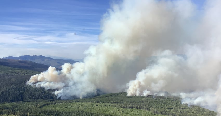 <who> Photo Credit: BCWS </who> The Battleship Mountain wildfire is the province's largest at nearly 12,000 hectares.