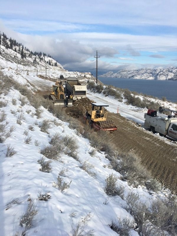 <who>Photo Credit: Ministry of Transportation and Infrastructure</who>Crews work on the Callan Road detour