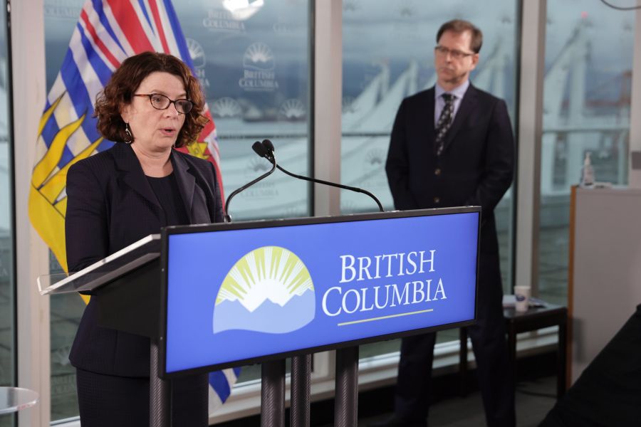 <who>Photo Credit: Government of BC</who>Dr. Reka Gustafson and Adrian Dix.