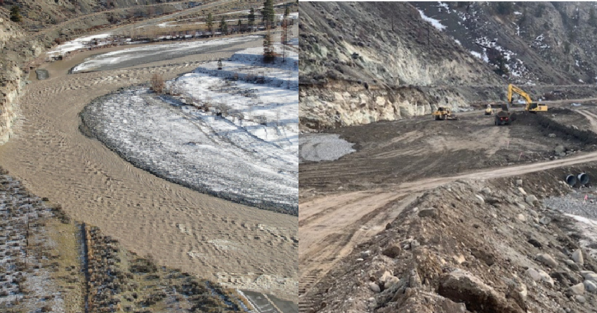 <who> Photo Credit: Province of BC </who> Repairs to a section of Hwy 8, about 16 km east of Spences Bridge.