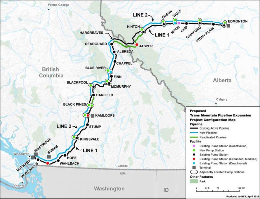 <who> Photo credit: government of Canada </who> Map of proposed Trans Mountain Pipeline Expansion Configuration