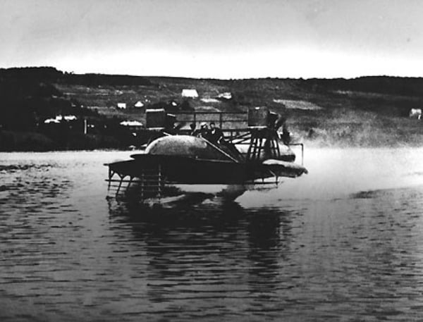 <who> Photo Credit: Government of Canada </who> Alexander Graham Bell's HD-4 Hydrofoil.