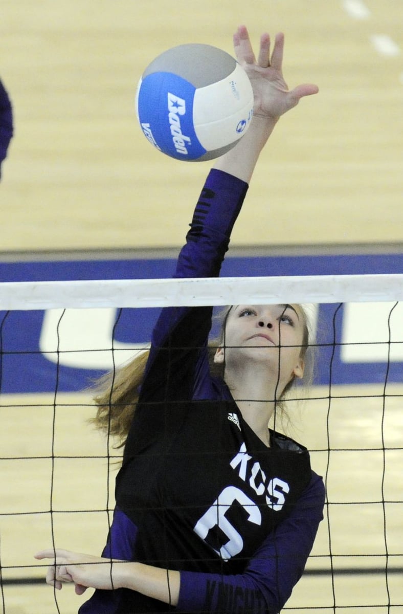 <who>Photo Credit: Lorne White/KelownaNow </who>Katie Filipenko of KCS makes perfect contact on a hit.