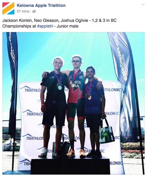 <who>Photo Credit: Kelowna Apple Triathlon Facebook</who> Junior male finalists