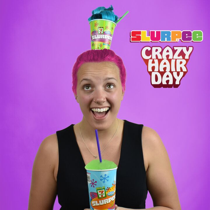 <who>Photo Credit: Contributed </who>Friday, June 22 is 7-Eleven Canada's Slurpee Crazy Hair Day. Anyone rocking a colourful hairdo will receive a free medium Slurpee of their choice.