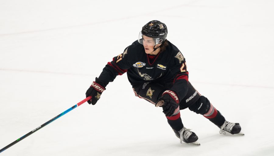 <who> Photo Credit: Tami Quan </who> Star defenceman Tyson Jugnauth tied a franchise record for points by a D-man with 50. He is a vital cog for the Warriors.