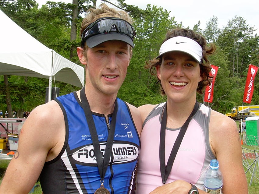 <who>Contributed </who>Trevor and Heather Wurtele, pictured here in 2007 at the Victoria Half Iron, returned nine years later for second- and first-place finishes respectively on Sunday.