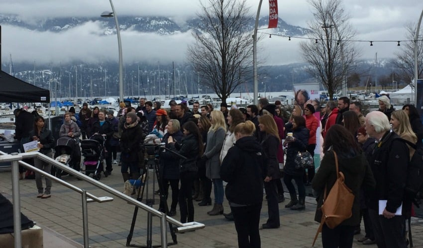 Despite the cold, a large crowd gathered at Stuart Park in Kelowna to celebrate International Women's Day on March 8, 2018.