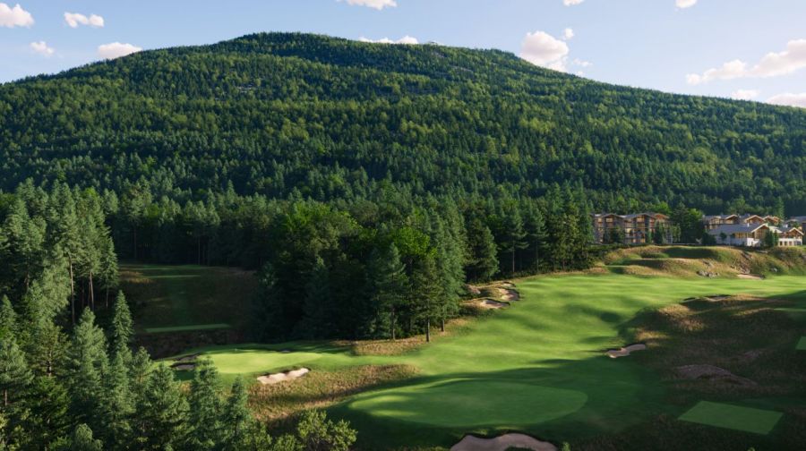 <who>Photo Credit: Cabot Revelstoke</who>A view up the first hole from the green. (Rendering)