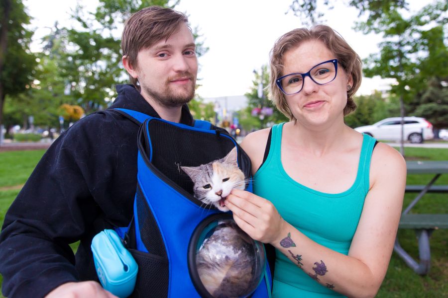 <who>Photo Credit: NowMedia</who> Sankey with husband JT and cat Pickle