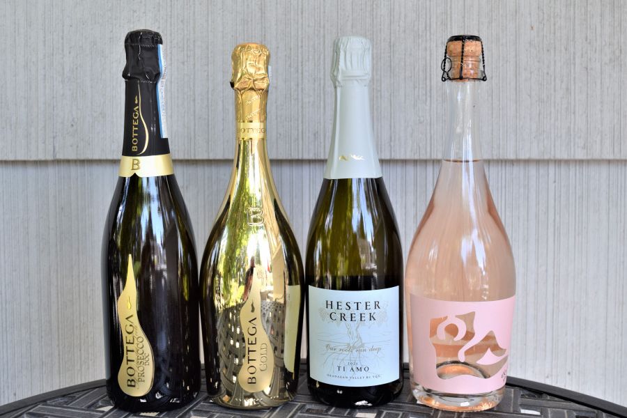 </who>Four sparkling wines prime for drinking today on National Prosecco Day -- Bottega DOC (Italy, $17), Bottega Gold (Italy, $33), Hester Creek 2021 Ti Amo (Oliver, $22) and Mission Hill Exhilaration Brut Rose (West Kelowna, $40).