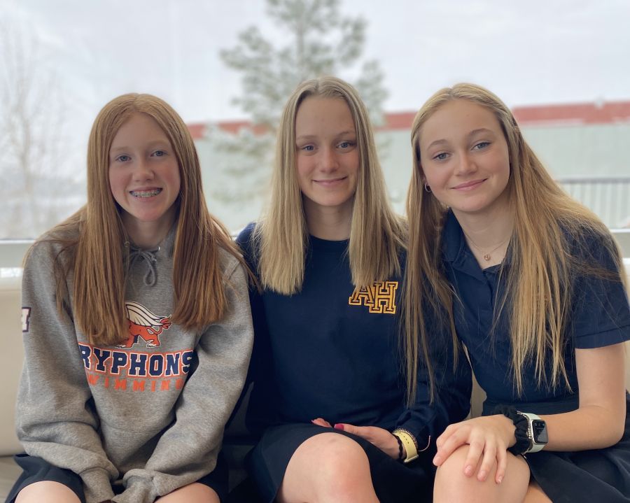<who>Photo Credit: Aberdeen Hall</who> Aberdeen Hall Grade 9 students Isla, Kodi and Maya are working toward reducing food waste as part of their 'Sustainable Development Challenge' class project. 