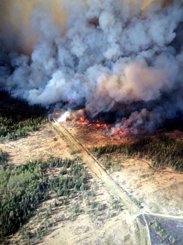 <who> Photo Credit: BC Wildfire Service. </who> Beatton Airport Road fire, May 5. 