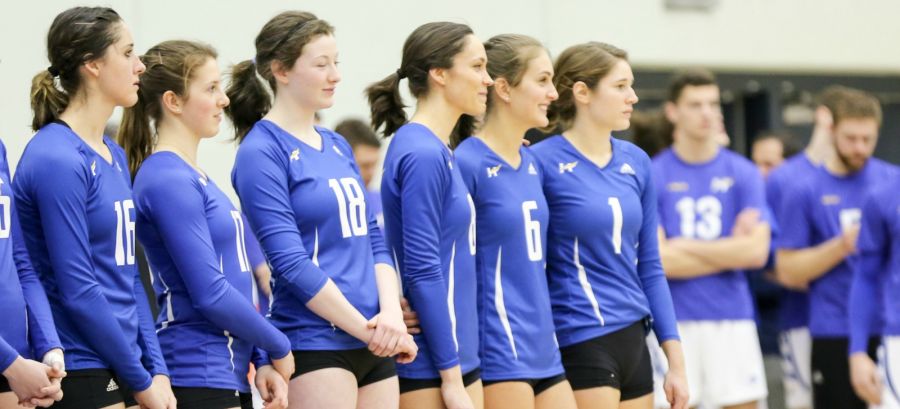 Photo contributed - A straight-sets victory on Saturday night closed out the regular season for UBC Okanagan, with three graduating players in top form on Seniors Night.