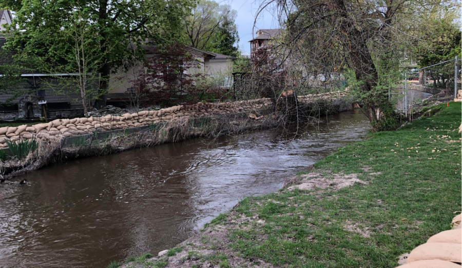 <who>Photo credit: KelownaNow</who>Mill Creek at the Buckland Avenue on May 4, 2018.