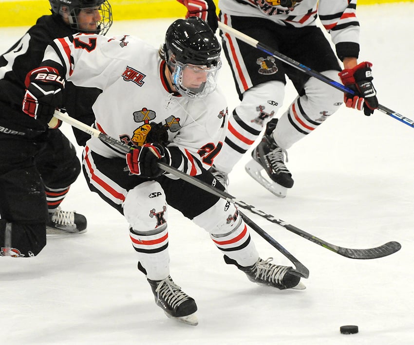 The Chiefs' Zach Erhardt scored once and assisted on two goals in a losing cause.