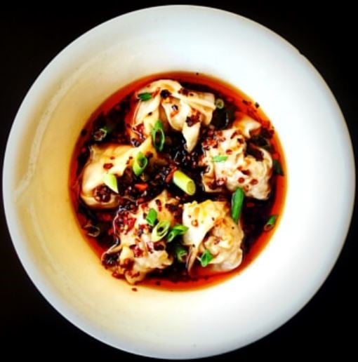 </who>Wontons in Szechuan chili sauce is one of the traditional Chinese dishes on the menu at Mekong restaurant in Kelowna.
