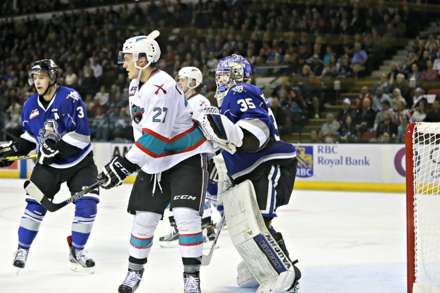 <who>Photo Credit: KelownaNow</who>Calvin Thurkauf was one of Kelowna's best players in the series, and he came up big in game seven with the game winning OT goal.