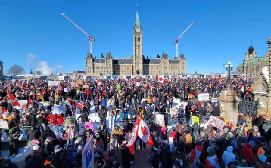 </who>This photo of the Freedom Convoy crowd at Parliament Hill on Saturday was posted on Facebook.