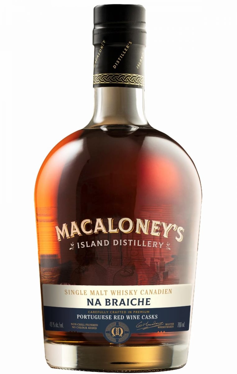 </who>Macaloney's Island Distillery's Na Braiche Whiskey ($85) is now available at select BC Liquor Stores.