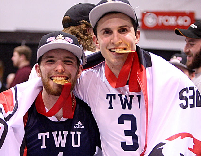 <who> Photo Credit: CIS </who>One of the top-rated players coming out of high school (Mt. Boucherie), Plocktis, right, is in his fourth year at Trinity.