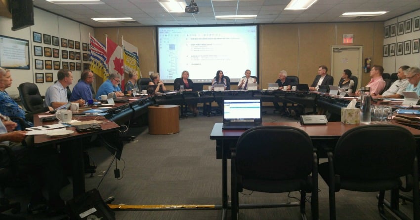 <who>Photo Credit: PentictonNow </who>Oliver Mayor Ron Hovanes (dark blue shirt third from left) commented about his personal frustration with lenient sentences handed down to prolific offenders during Thursday's RDOS board meeting.